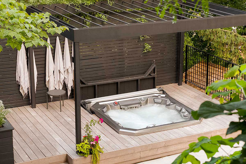 marquis hot tub in garden